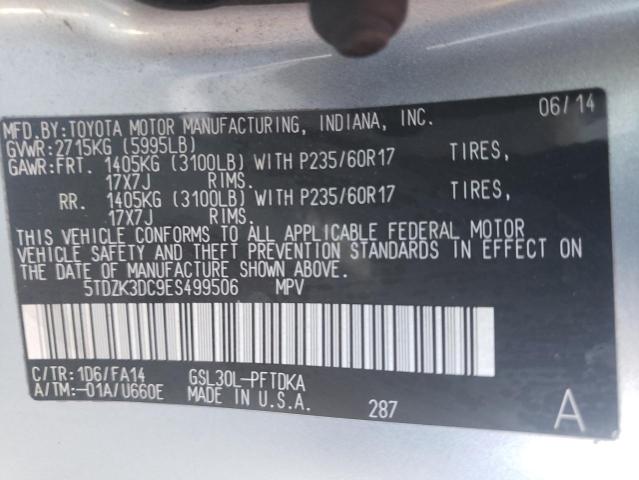 Photo 10 from auction – 2014 TOYOTA SIENNA with VIN 5TDZK3DC9ES499506