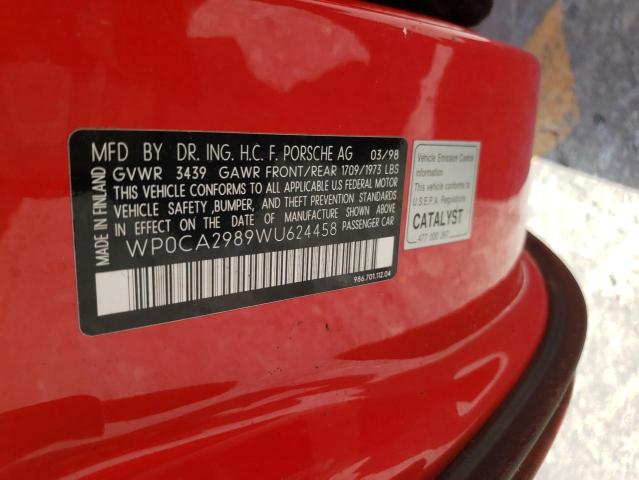 Photo 10 from auction – 1998 PORSCHE BOXSTER with VIN WP0CA2989WU624458