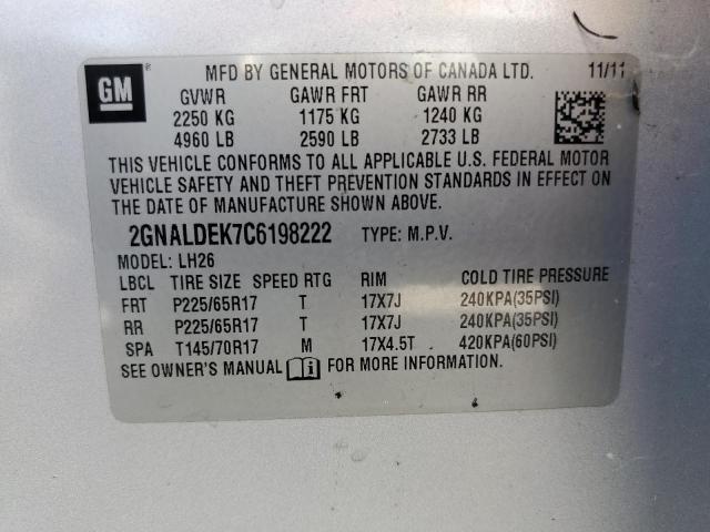 Photo 10 from auction – 2012 CHEVROLET EQUINOX LT with VIN 2GNALDEK7C6198222