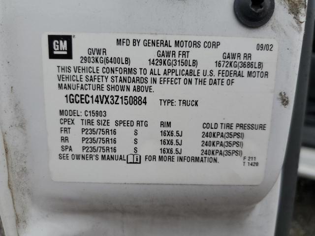 Photo 10 from auction – 2003 CHEVROLET SILVERADO with VIN 1GCEC14VX3Z150884