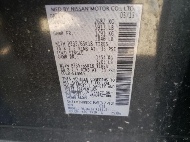 Photo 10 from auction – 2013 NISSAN PATHFINDER with VIN 5N1AR2MN9DC663742