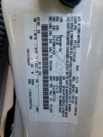 Photo 10 from auction – 2012 FORD FOCUS SEL with VIN 1FAHP3H2XCL319212