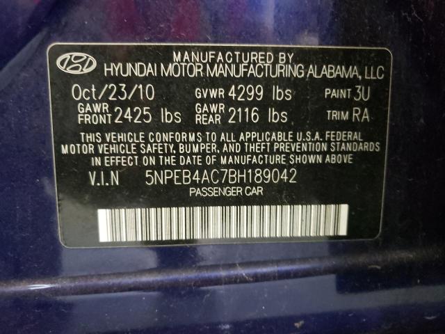 Photo 10 from auction – 2011 HYUNDAI SONATA GLS with VIN 5NPEB4AC7BH189042