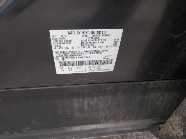 Photo 10 from auction – 2016 FORD EXPLORER X with VIN 1FM5K8D83GGB57453