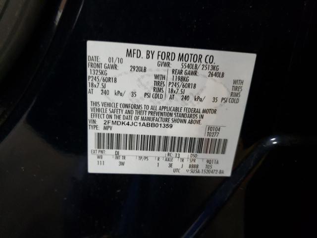 Photo 10 from auction – 2010 FORD EDGE SEL with VIN 2FMDK4JC1ABB01359