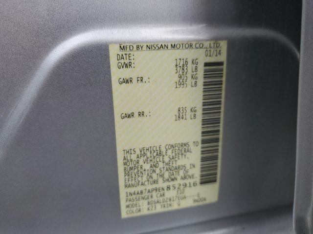 Photo 10 from auction – 2014 NISSAN SENTRA S with VIN 1N4AB7AP9EN852916