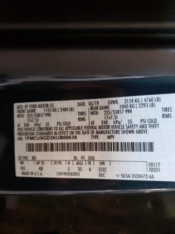 Photo 10 from auction – 2019 FORD ESCAPE SE with VIN 1FMCU9GD3KUB68639