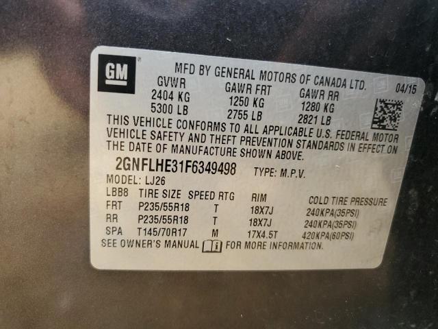 Photo 10 from auction – 2015 CHEVROLET EQUINOX LT with VIN 2GNFLHE31F6349498