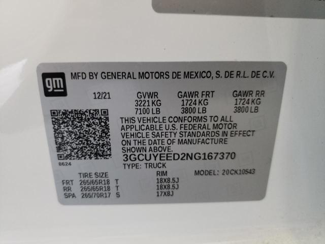 Photo 10 from auction – 2022 CHEVROLET SILVERADO with VIN 3GCUYEED2NG167370