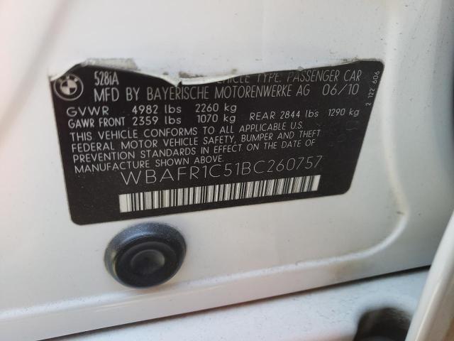 Photo 10 from auction – 2011 BMW 528 I with VIN WBAFR1C51BC260757