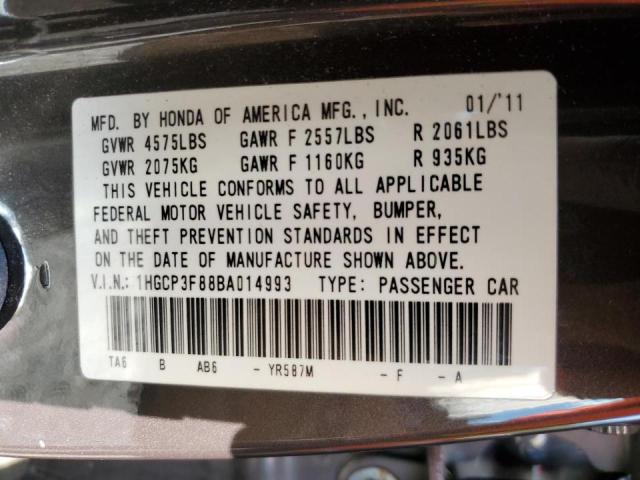 Photo 10 from auction – 2011 HONDA ACCORD EXL with VIN 1HGCP3F88BA014993