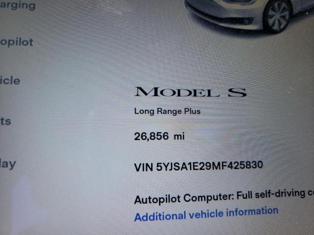 Photo 8 from auction – 2021 TESLA MODEL S with VIN 5YJSA1E29MF425830