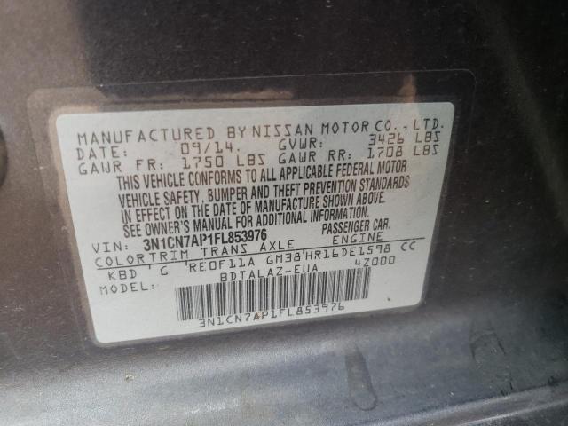 Photo 10 from auction – 2015 NISSAN VERSA S with VIN 3N1CN7AP1FL853976