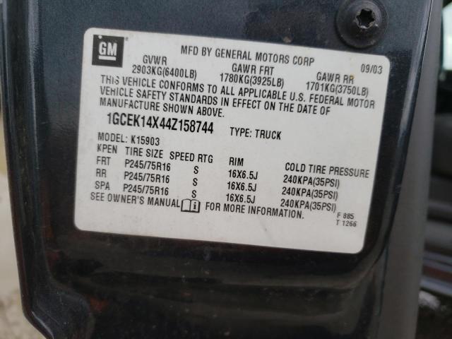 Photo 10 from auction – 2004 CHEVROLET SILVERADO with VIN 1GCEK14X44Z158744