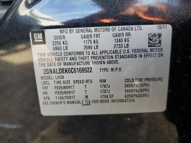 Photo 10 from auction – 2012 CHEVROLET EQUINOX LT with VIN 2GNALDEK6C6168922