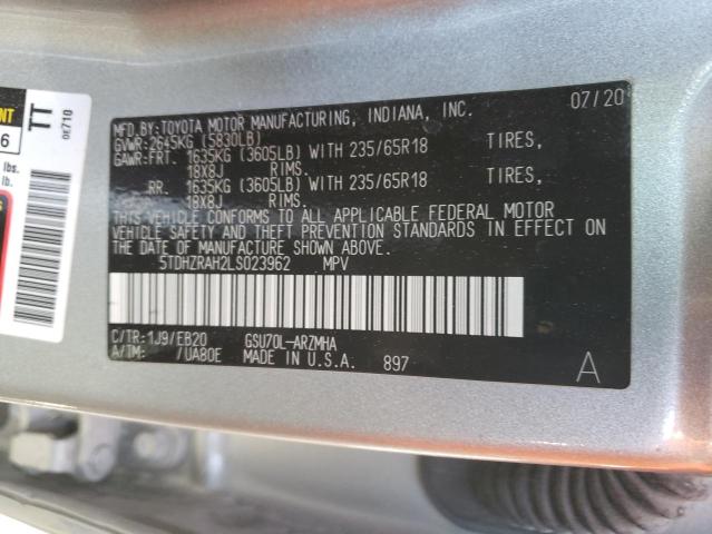 Photo 10 from auction – 2020 TOYOTA HIGHLANDER with VIN 5TDHZRAH2LS023962