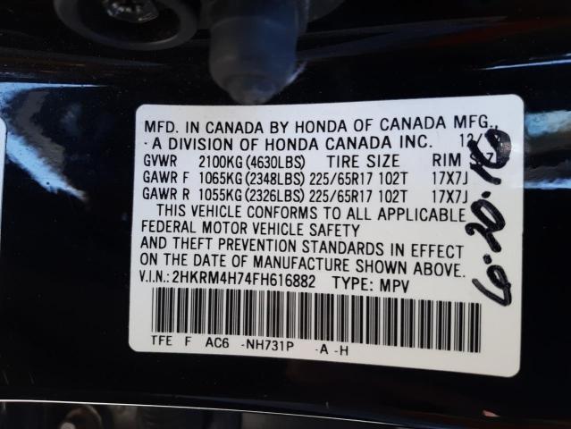 Photo 10 from auction – 2015 HONDA CR-V EXL with VIN 2HKRM4H74FH616882
