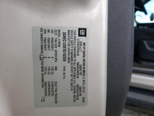 Photo 10 from auction – 2007 CHEVROLET AVALANCHE with VIN 3GNEC12087G192359