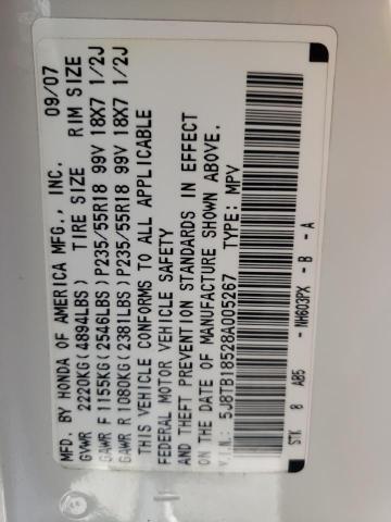 Photo 10 from auction – 2008 ACURA RDX TECHNO with VIN 5J8TB18528A005267