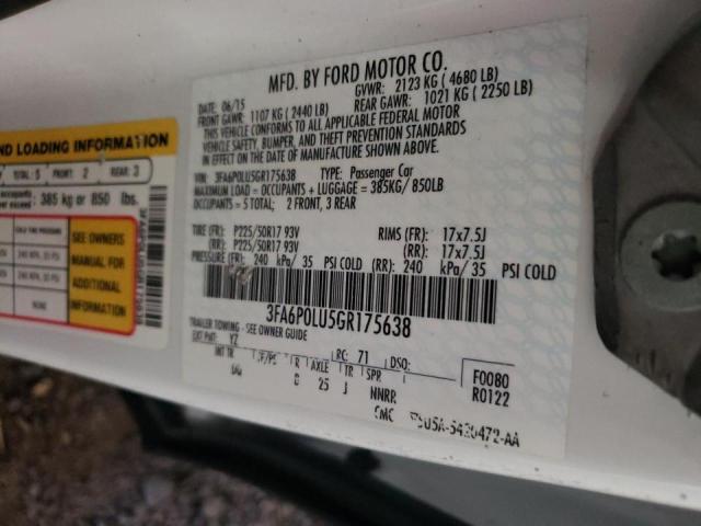 Photo 10 from auction – 2016 FORD FUSION SE with VIN 3FA6P0LU5GR175638
