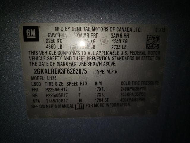 Photo 10 from auction – 2015 GMC TERRAIN SL with VIN 2GKALREK3F6262075