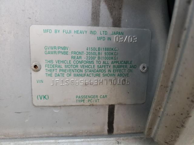 Photo 10 from auction – 2003 SUBARU FORESTER 2 with VIN JF1SG65663H770106