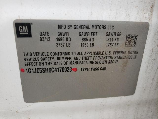 Photo 10 from auction – 2012 CHEVROLET SONIC LT with VIN 1G1JC5SH6C4170929