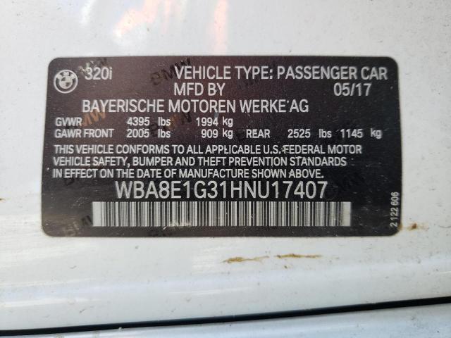 Photo 10 from auction – 2017 BMW 320 I with VIN WBA8E1G31HNU17407
