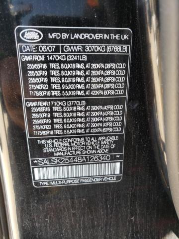 Photo 10 from auction – 2008 LAND ROVER RANGE ROVE with VIN SALSK25448A126340