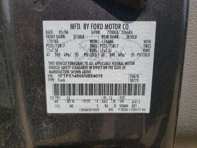 Photo 10 from auction – 2006 FORD F150 with VIN 1FTPX14506NB54015