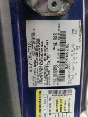 Photo 10 from auction – 2015 FORD FUSION SE with VIN 3FA6P0H98FR267300