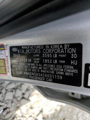 Photo 10 from auction – 2012 KIA RIO EX with VIN KNADN5A34C6031159