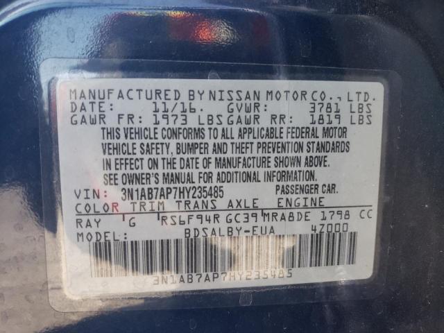 Photo 10 from auction – 2017 NISSAN SENTRA S with VIN 3N1AB7AP7HY235485