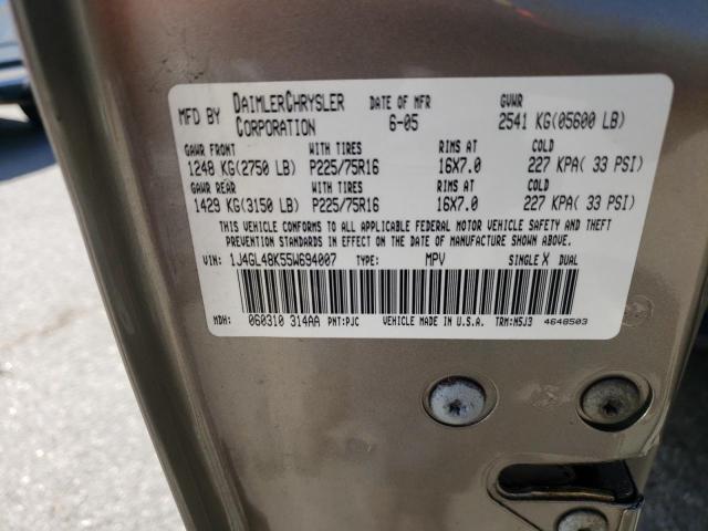 Photo 10 from auction – 2005 JEEP LIBERTY SP with VIN 1J4GL48K55W694007