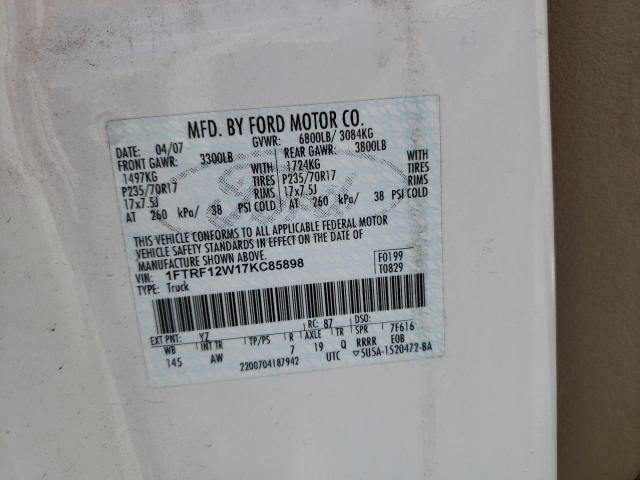 Foto 10 de la subasta – 2007 FORD F150 con VIN 1FTRF12W17KC85898