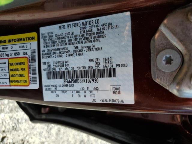 Photo 10 from auction – 2015 FORD FUSION SE with VIN 3FA6P0HD3FR107930