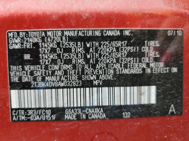 Photo 10 from auction – 2010 TOYOTA RAV4 with VIN 2T3BK4DV8AW032823