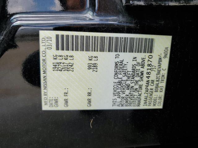 Photo 10 from auction – 2010 NISSAN ALTIMA BAS with VIN 1N4AL2AP4AN481870