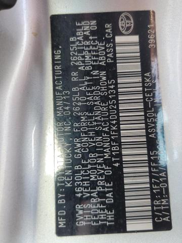 Photo 10 from auction – 2013 TOYOTA CAMRY L with VIN 4T1BF1FK4DU251345