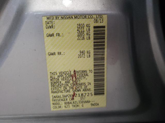 Photo 10 from auction – 2014 NISSAN ALTIMA 2.5 with VIN 1N4AL3AP2EN218725