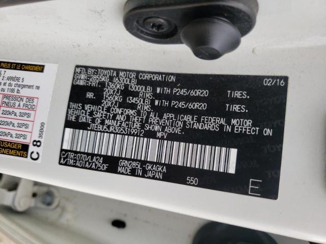Photo 10 from auction – 2016 TOYOTA 4RUNNER SR with VIN JTEBU5JR3G5319912