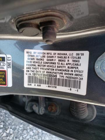 Photo 10 from auction – 2010 HONDA CIVIC VP with VIN 19XFA1F30AE005349