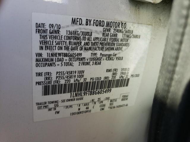 Photo 10 from auction – 2011 LINCOLN MKS with VIN 1LNHL9FT8BG605499