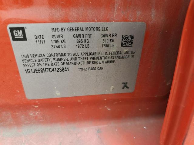 Photo 10 from auction – 2012 CHEVROLET SONIC LTZ with VIN 1G1JE5SH7C4123841