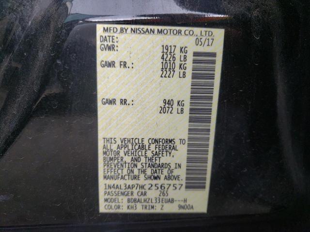 Photo 10 from auction – 2017 NISSAN ALTIMA 2.5 with VIN 1N4AL3AP7HC256757