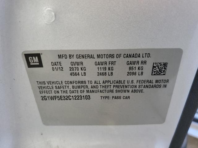 Photo 10 from auction – 2012 CHEVROLET IMPALA LS with VIN 2G1WF5E32C1223103