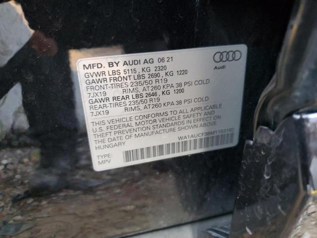 Photo 10 from auction – 2021 AUDI Q3 PREMIUM with VIN WA1AUCF38M1153182