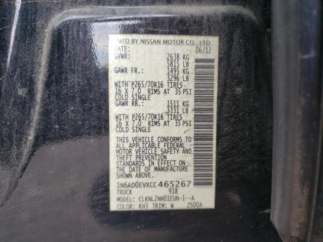 Photo 10 from auction – 2012 NISSAN FRONTIER S with VIN 1N6AD0EVXCC465267