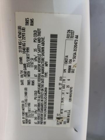 Photo 10 from auction – 2014 FORD ESCAPE SE with VIN 1FMCU9GX5EUD38269