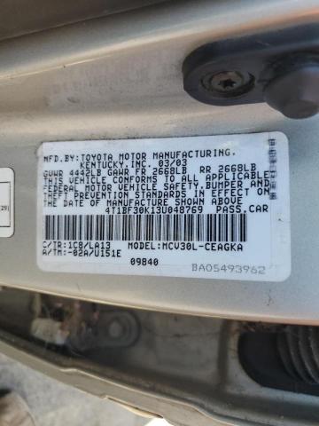 Photo 10 from auction – 2003 TOYOTA CAMRY LE with VIN 4T1BF30K13U048769